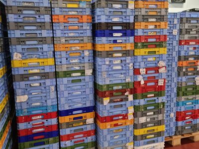 Crates before wash